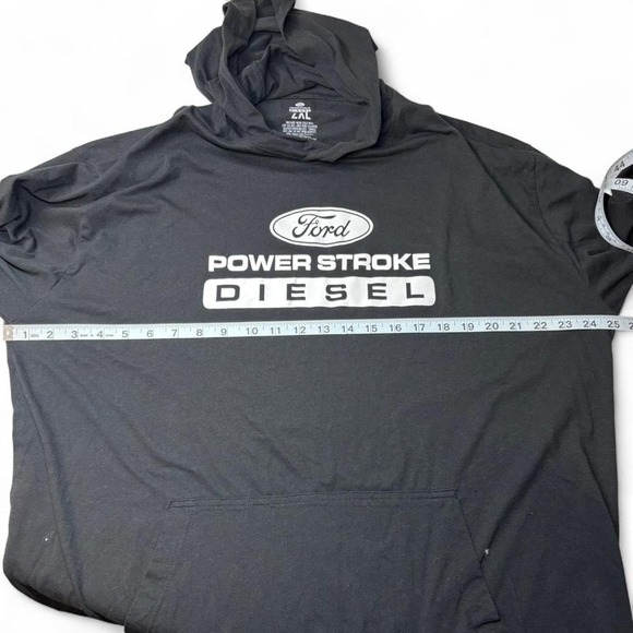Ford Mens 2XL Lightweight Hoodie Black Pullover Power Stroke Diesel Graphic FLAW - Picture 6 of 6